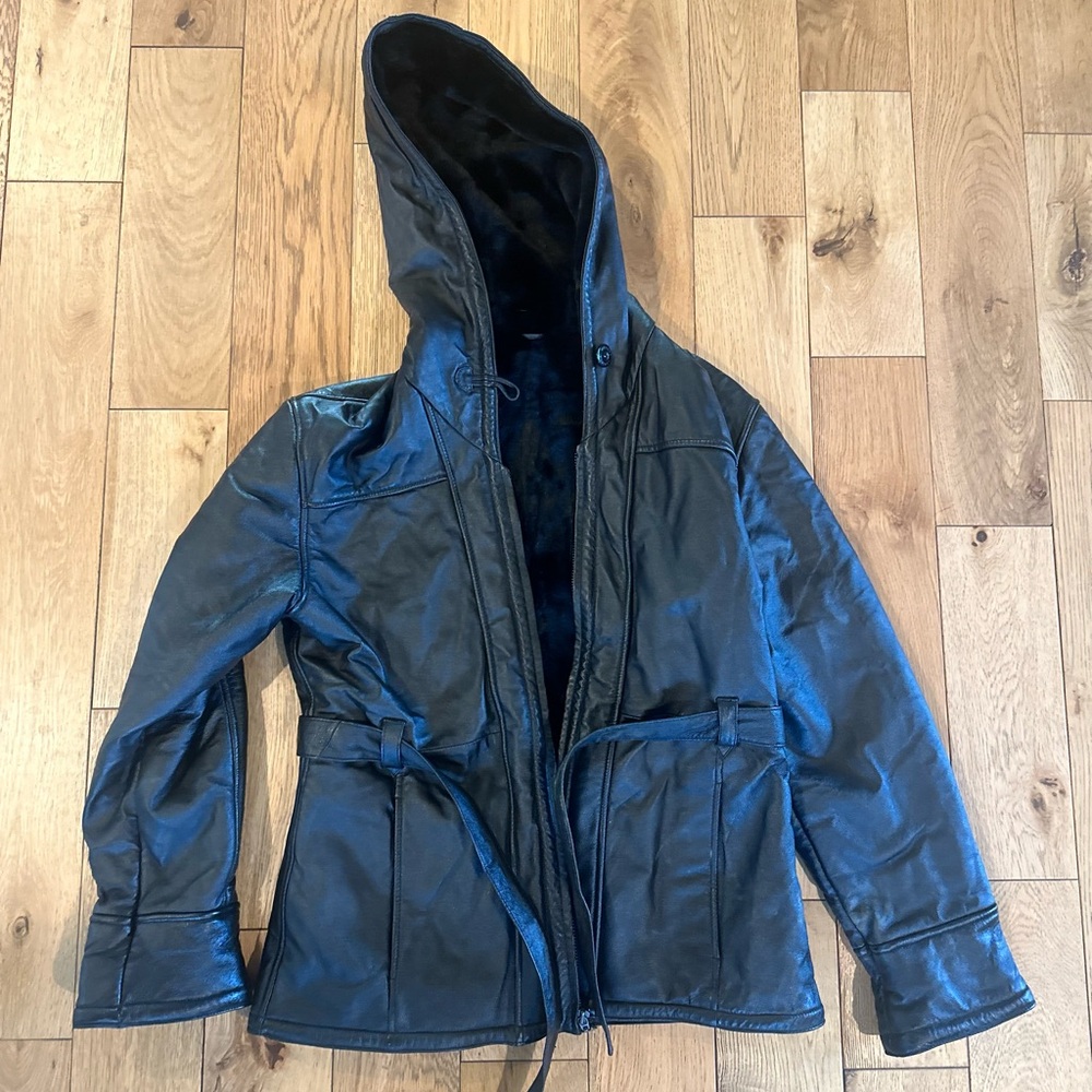 Wilsons Leather heavy faux fur lined leather jacket